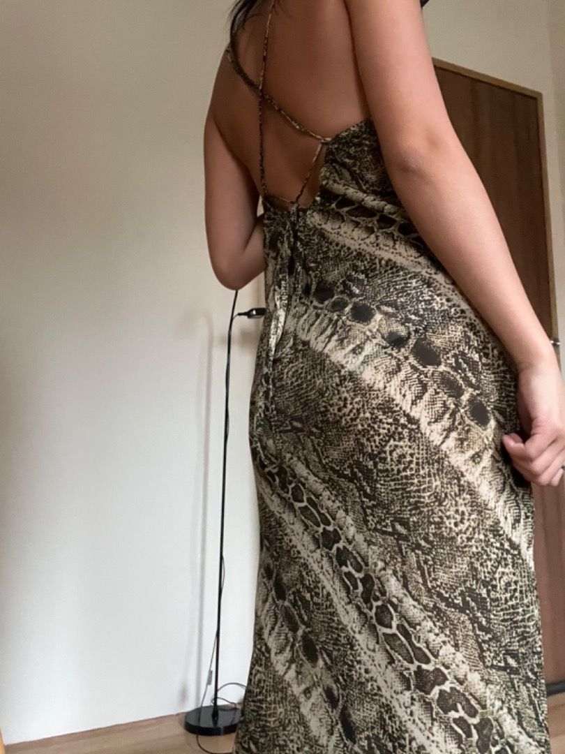 Snake print backless dress outlet