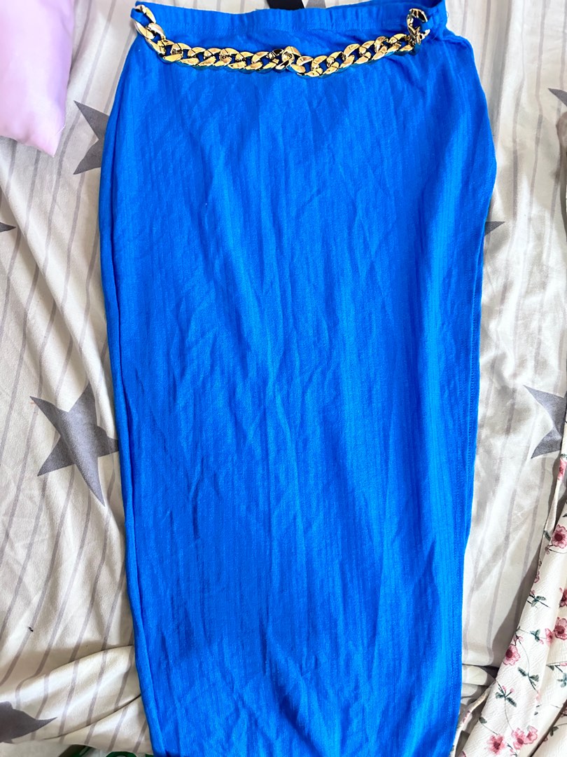 Slate Front Slit Skirt In Sky Blue
