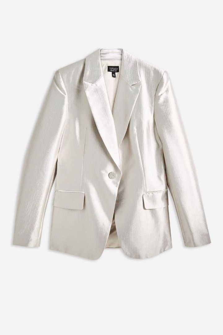 BNWT Topshop Petite Blazer in SILVER Women s Fashion Coats Jackets and Outerwear on Carousell