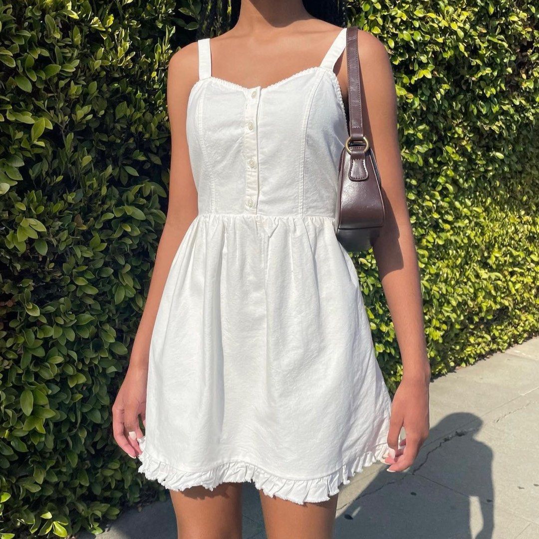 brandy melville tianna dress authentic john galt instock raw hem cute basic girls women ruffled tie