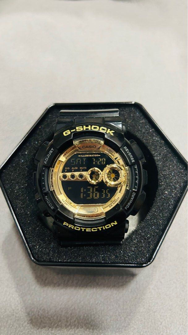 Casio G Shock Watch module 3263 black gold shock resistance water resist 20bar stainless steel
