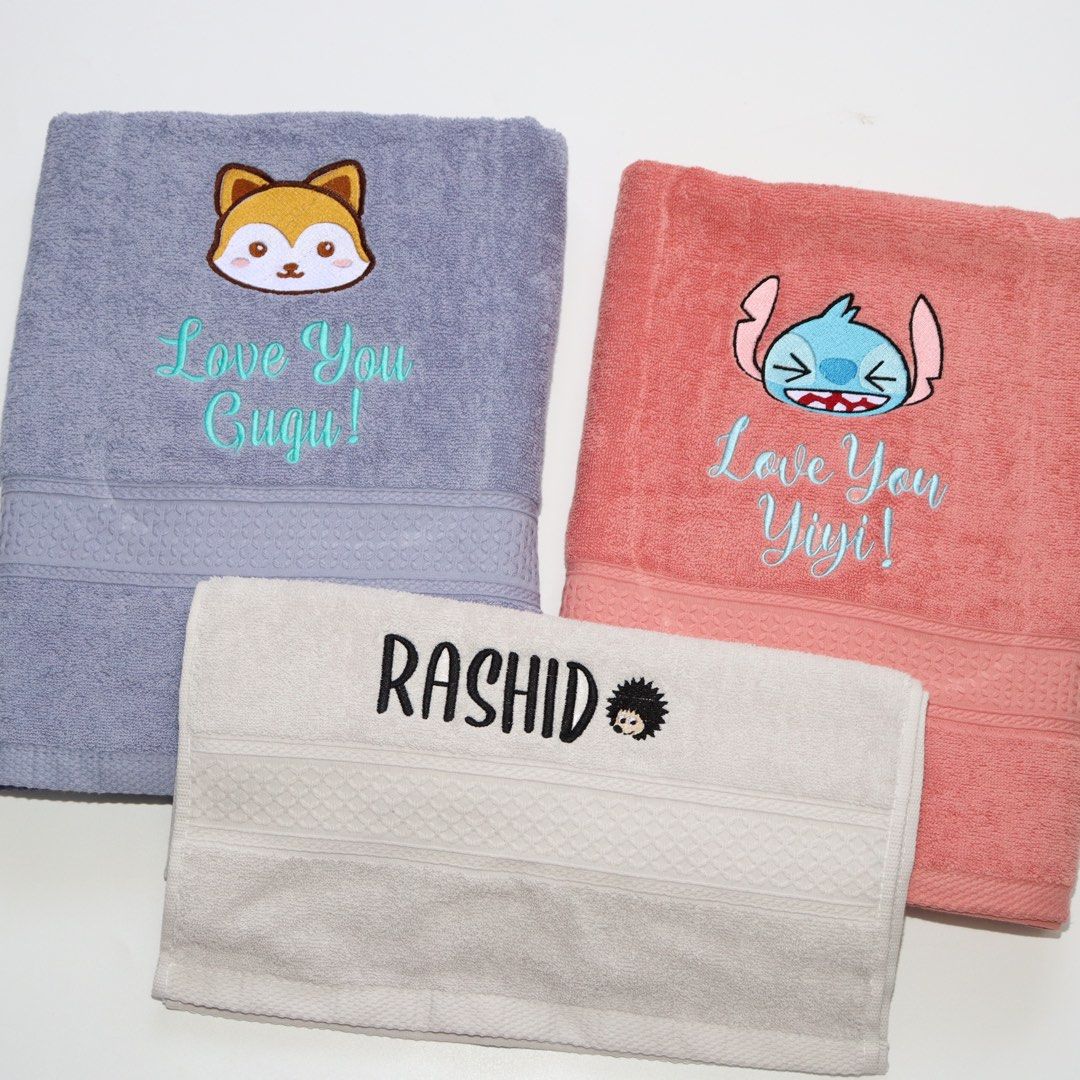 Customised Towels Embroidery Towel Name Personalised Furniture Home Living Kitchenware Tableware Towels Napkins Holders on Carousell