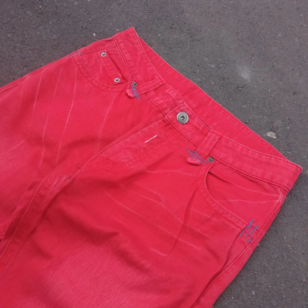 EZ By Zegna Red Denim Pants, Fesyen Pria, Pakaian , Bawahan di 