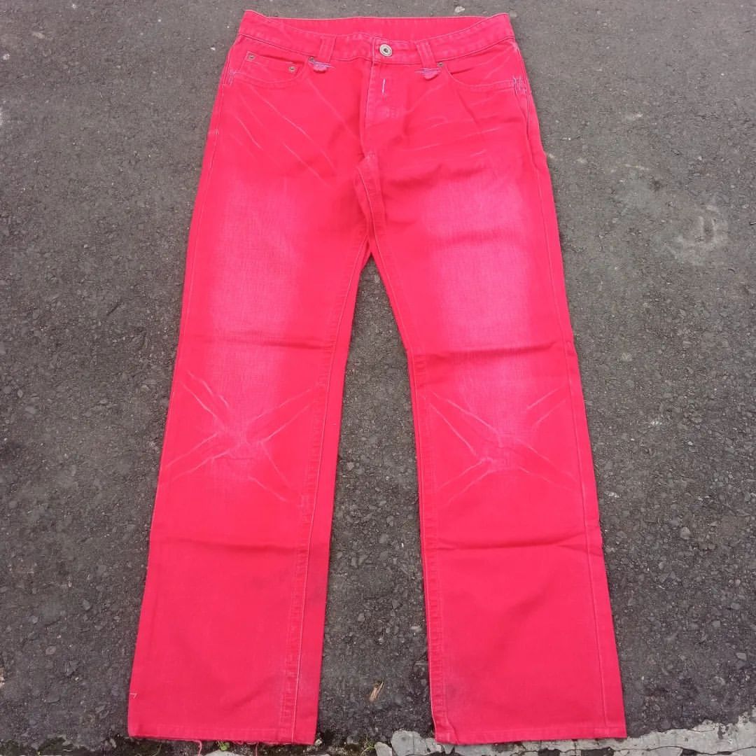 EZ By Zegna Red Denim Pants, Fesyen Pria, Pakaian , Bawahan di 