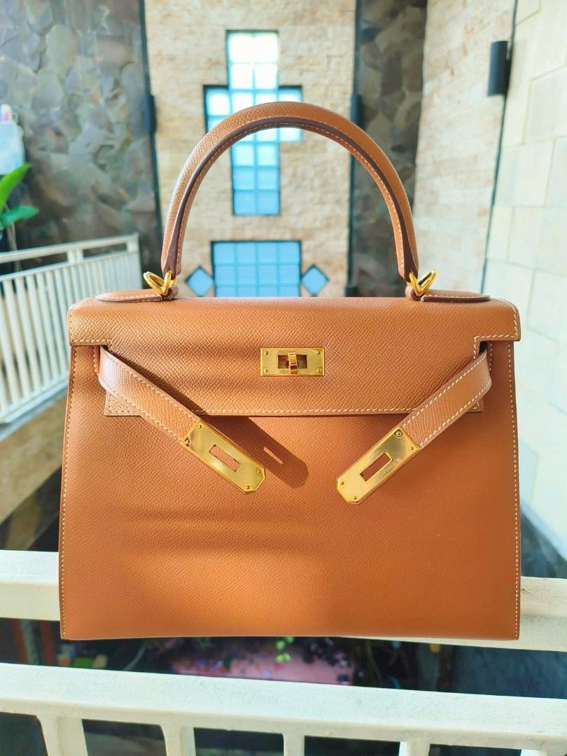 Stamp Tas Hermes Hermes Kelly K28 Gold Epsom Stamp D, Barang Mewah