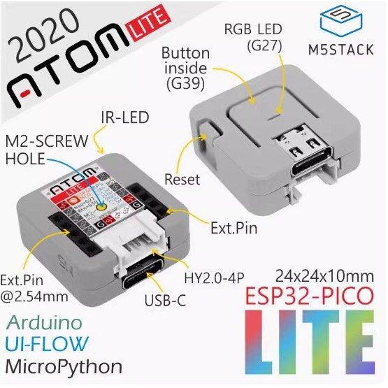 M5 STACK Atom Lite (Category: Other Gadgets) located in Singapore. Submitted by silentwolf_6595e8 (Listing ID 1315450132, Image 3). Description: ATOM LITE M5Stack Official ATOM Lite ESP32 loT Development kit.
