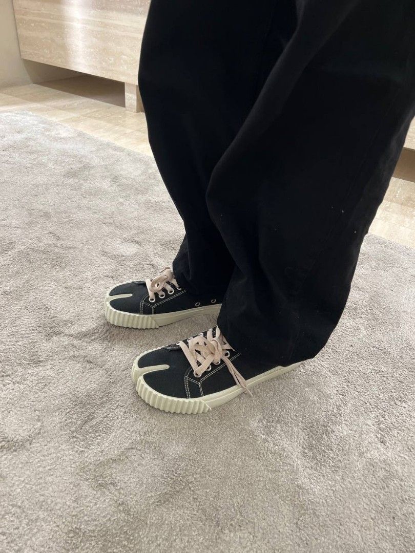 Maison margiela Black canvas tabi sneakers Luxury Sneakers Footwear on Carousell