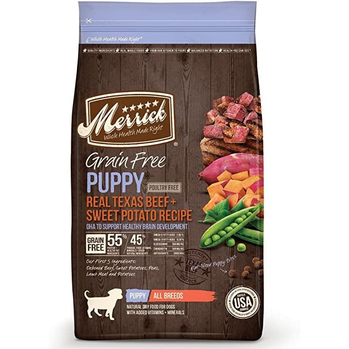 Merrick Puppy Grain Free with Real Texas Beef Sweet Potato Dry Dog Food PUPPY ALL BREEDS Pet Supplies Pet Food on Carousell
