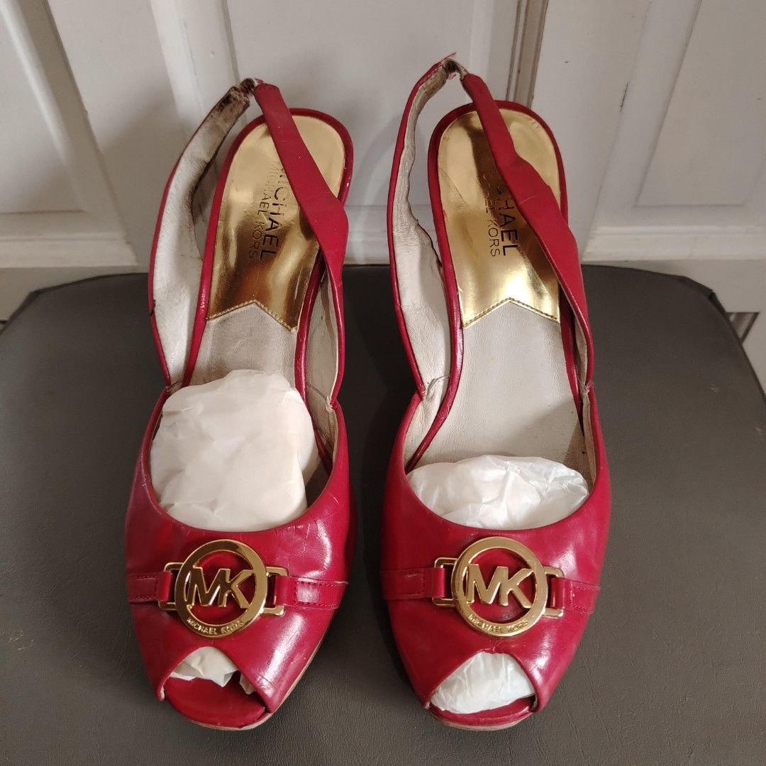 Michael Kors red wedge slingback sandal