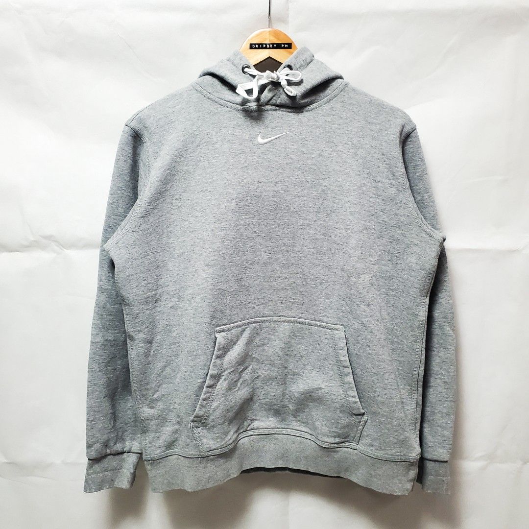 grey nike hoodie middle swoosh