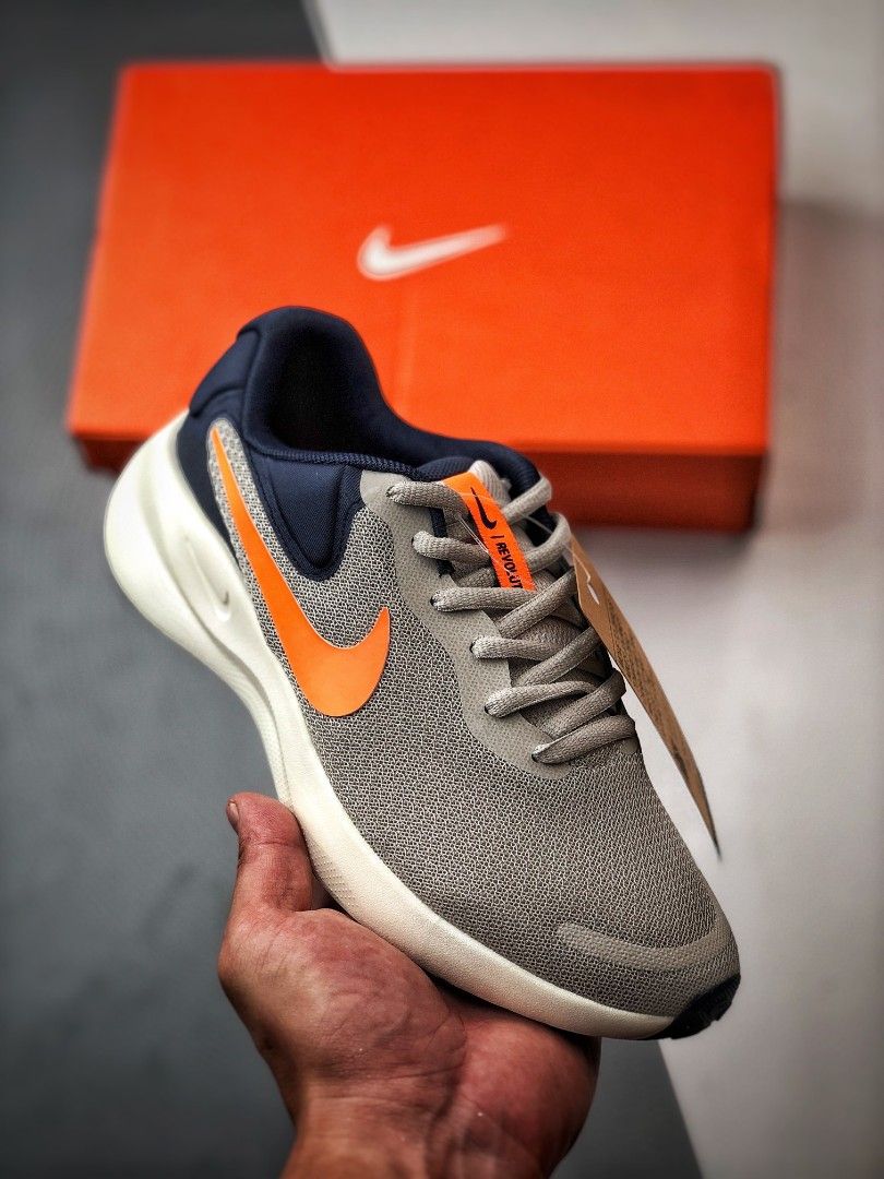 Nike Revolution 7 Road Running Shoes Grey Orange