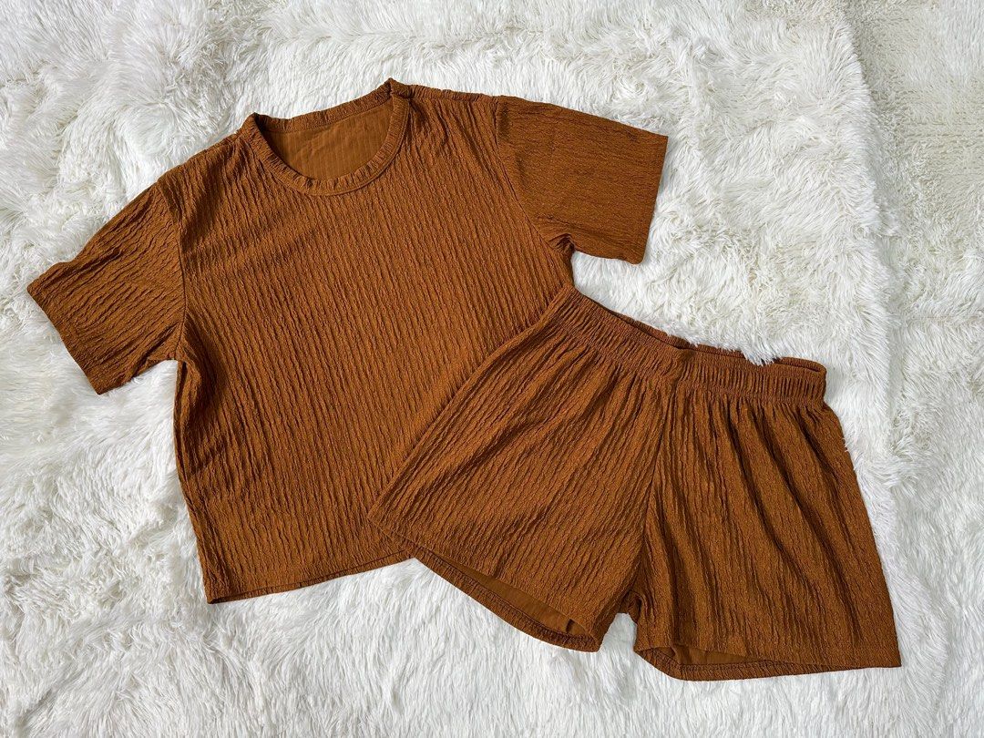Plus Size Terno - Caramel (Category: Sets or Coordinates) located in Mandaluyong City. Submitted by jelay_preloved (Listing ID 1315349068, Image 1). Description: ✿ Brand New ✿ Fits medium to 2XL ✿ Fabric: Bark Crepe ✿ Blouse Width: 21.5 inches ✿ Blouse Length: 22 inches ✿ Short Length: 15 inches ✿ Short Waistline: 26-46 inches ✿ Shipping not included ✿ J&T | lalamove.