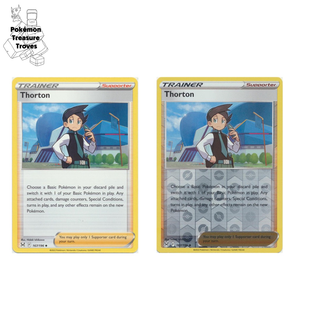 Pokemon Lost Origin Trainer Thorton Normal & Reverse Holo Card Set, Hobbies  & Toys, Toys & Games on Carousell