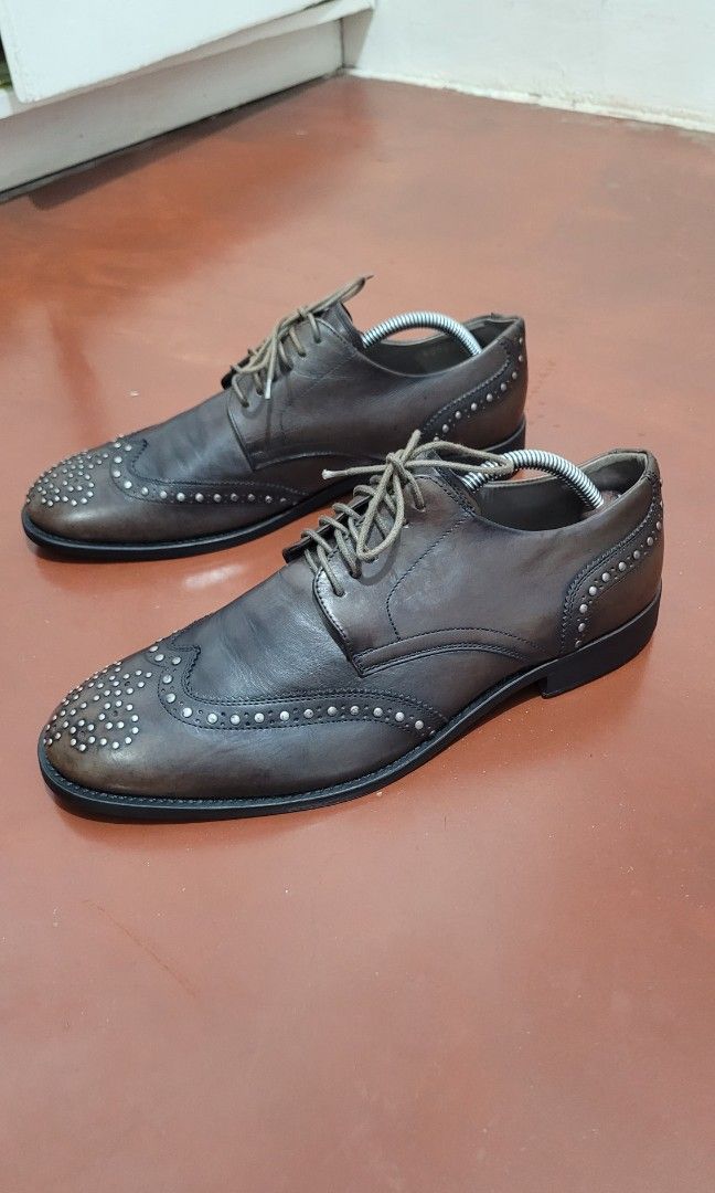 Sartori Gold Made in Italy Brogue Shoes Brown with metal studs Men s Fashion Footwear Dress Shoes on Carousell