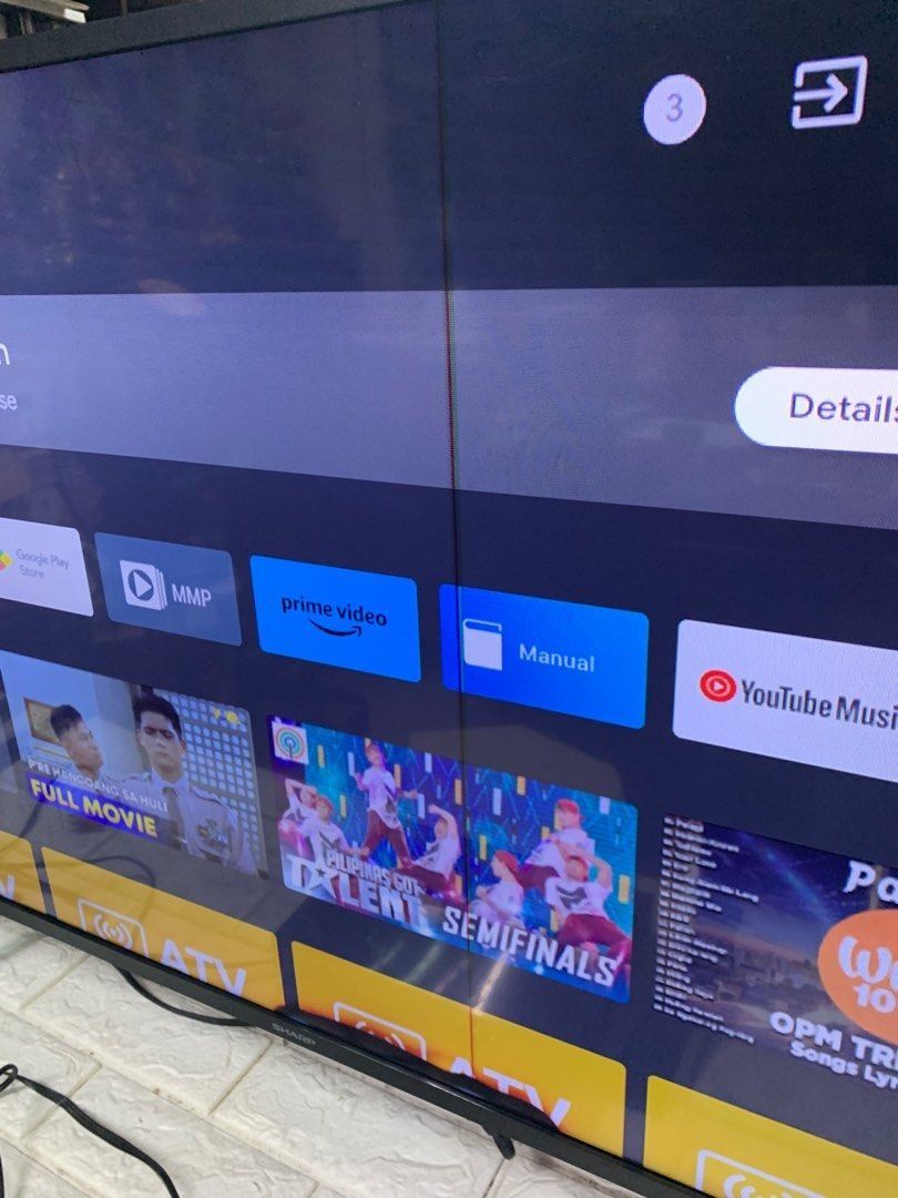 Sharp Smart Android 42” Led Backlight Tv (with issue 1 vertical line) (Category: TV) located in Pasay City. Submitted by enrico_appliances (Listing ID 1315429013, Image 3). Description: Item is in good condition working 220volts with free remote no box included issue 1 vertial line pls see attached pics.