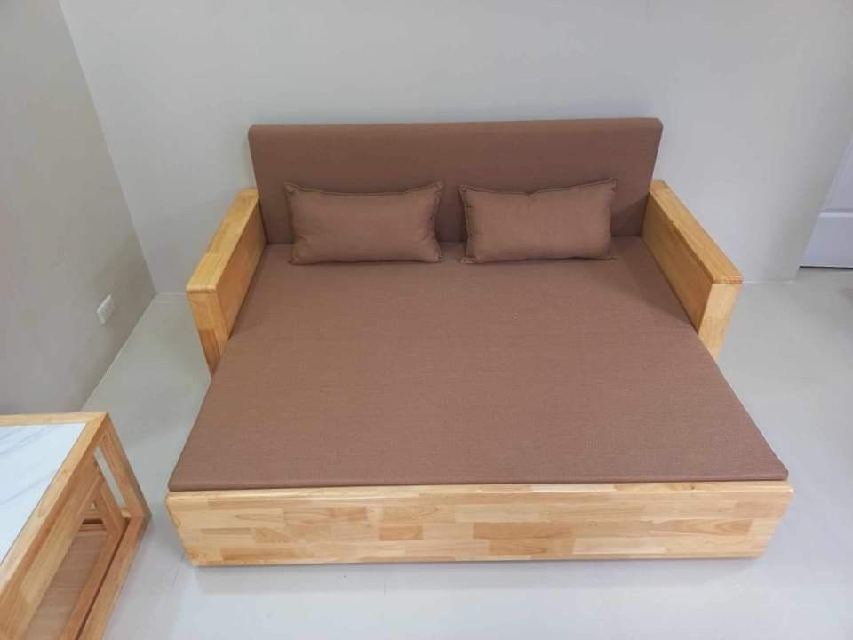 Solid wood sofa bed (Category: Sofas) located in Quezon City. Submitted by furniturefinds888 (Listing ID 1315432299, Image 2). Description: .