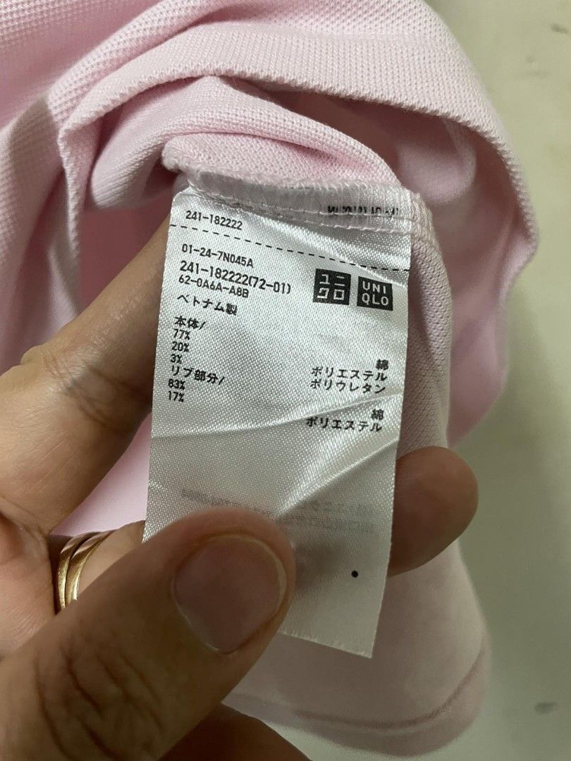 Uniqlo polo shirt (Category: Tshirts & Polo Shirts ) located in Butuan. Submitted by krishaun (Listing ID 1315414586, Image 3). Description: Uniqlo light pink polo shirt Medium in tag Laid flat : Chest - 19 inches Length - 24 inches Good condtion Accepts gcash payment x gu x zara x muji.