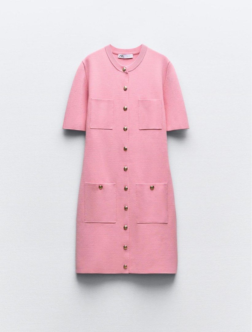 pink knit dress zara Zara - Crocheted Tulip Knit Dress - Pink - 1 Years (33,9 Inches)