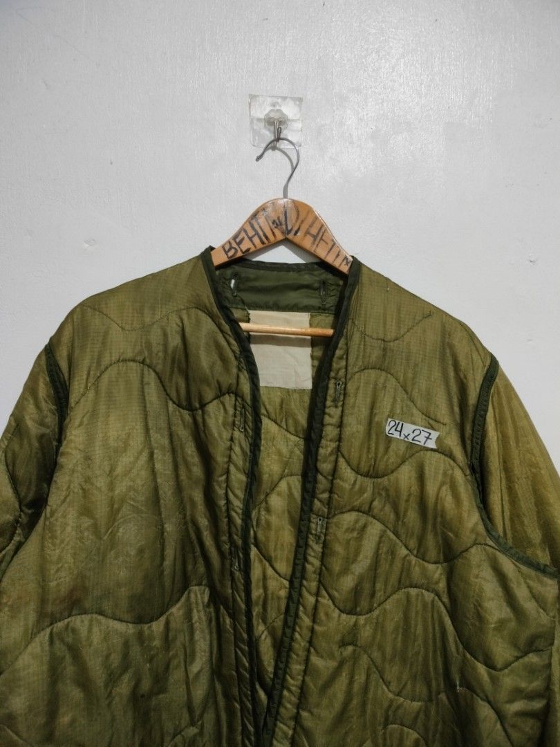 80s US Military Liners Jacket (Category: Coats, Jackets and Outerwear) located in Calamba. Submitted by sinauna. (Listing ID 1315670122, Image 2). Description: WTS: 80s US Military Liners Jacket Condition/Issues: need wash and missing button/s (Note: Item's not faded. Color may vary due to lighting) Dimension: 24x27 Size on tag: ----- Price: Mine - 949+SF Plus shipping fee! Free shipping if you purchase more than 3 items. Also, I can give you a d