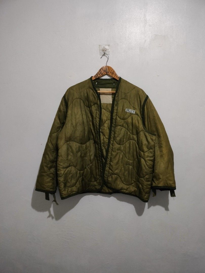 80s US Military Liners Jacket (Category: Coats, Jackets and Outerwear) located in Calamba. Submitted by sinauna. (Listing ID 1315670122, Image 1). Description: WTS: 80s US Military Liners Jacket Condition/Issues: need wash and missing button/s (Note: Item's not faded. Color may vary due to lighting) Dimension: 24x27 Size on tag: ----- Price: Mine - 949+SF Plus shipping fee! Free shipping if you purchase more than 3 items. Also, I can give you a d