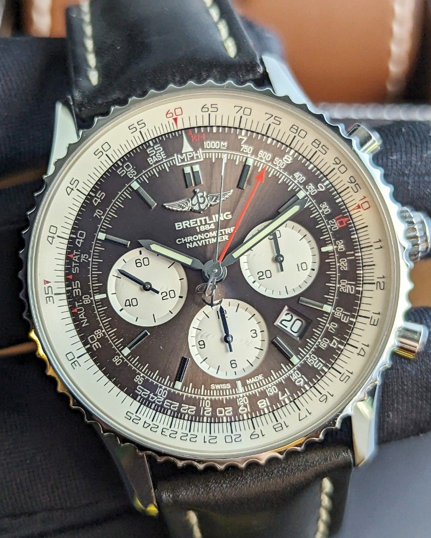 RARE Breitling Navitimer Rattrapante 45mm Brown Chocolate Dial Luxury Watches on Carousell