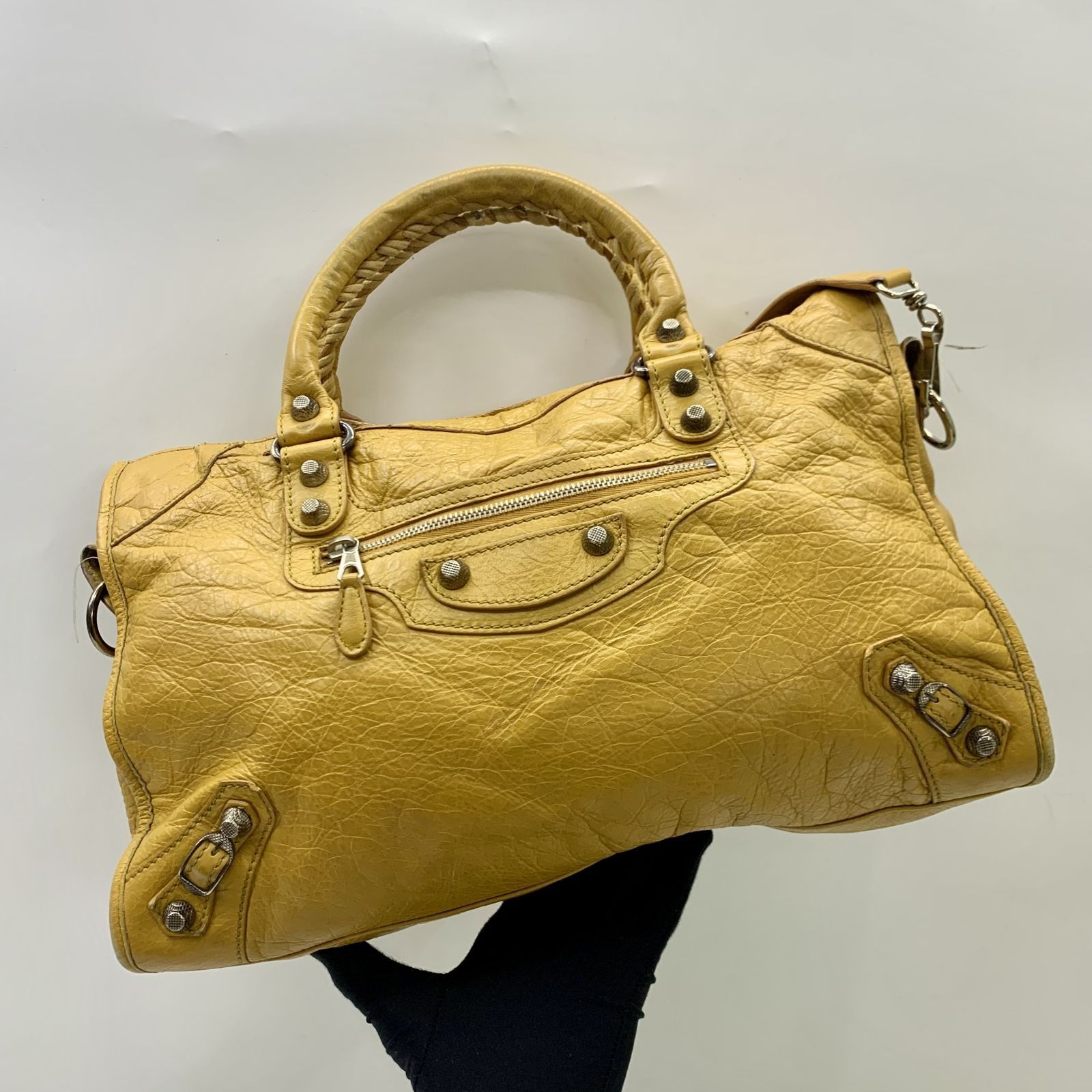 BALENCIAGA 281770 YELLOW LEATHER CITY NO MIRROR 2WAY SHOULDER BAG 247033660 B