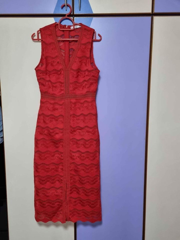 Mango red lace dress sale
