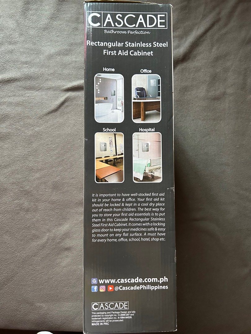 Cascade Rectangular Stainless Steel First Aid Cabinet (Category: Medical Supplies & Tools) located in Paranaque City. Submitted by lahlahpoh (Listing ID 1315558899, Image 3). Description: .