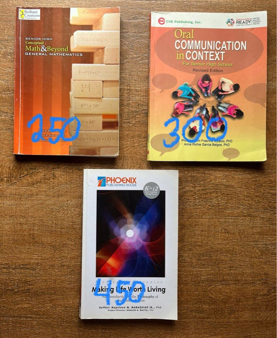 CEIS SHS BOOKS FIRST SEM AND SECOND SEM (Category: Textbooks) located in Paranaque City. Submitted by aunocrate (Listing ID 1315559895, Image 3). Description: CEIS BOOKS GRADE 11 - Chemistry Matters: Php 900 > conditions: dents - Biology Matters: Php 900 > conditions: dents, 2 pages w highlights - Personal Development: Php 200 > condition: unused - Exploring Literature and Grammar: Reading and Writing: Php 250 > condition: dent but unused - Stati