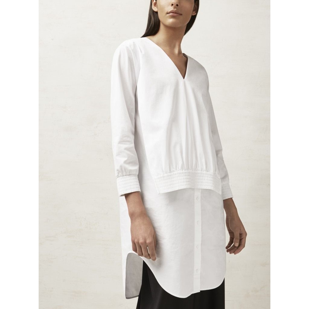 COS V Neck Shirt Dress in White Women s Fashion Dresses Sets Dresses on Carousell