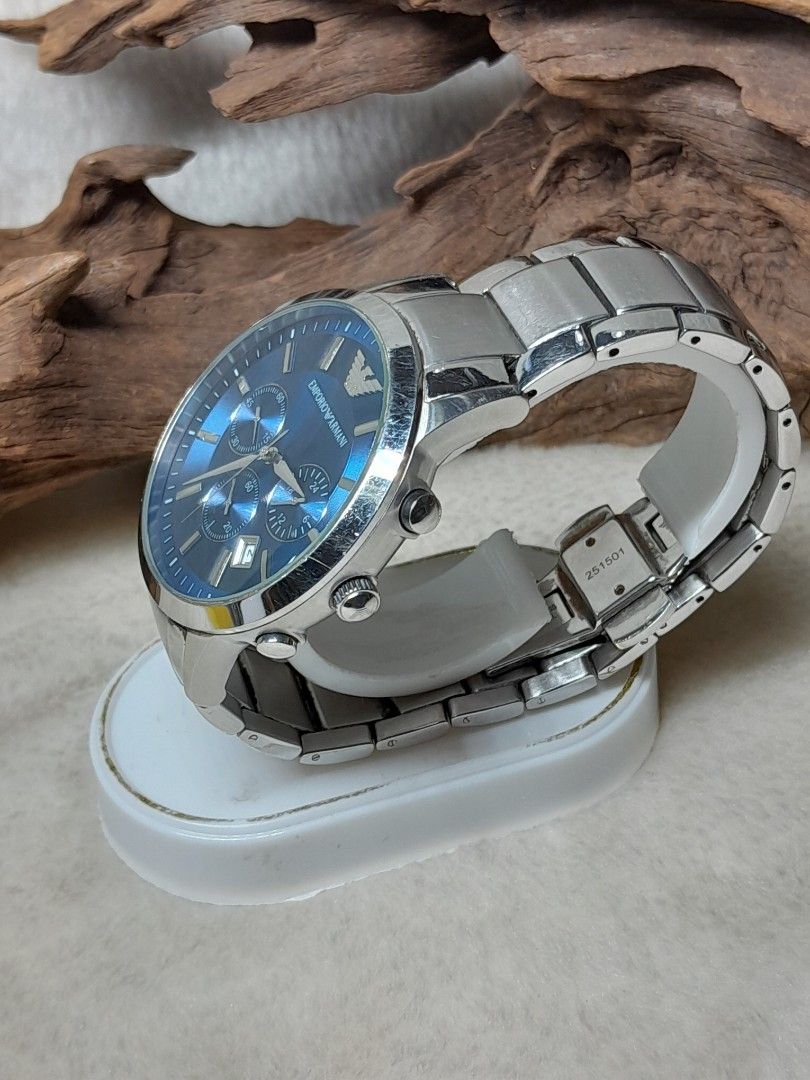 Emporio Armani AR 2448 Men s Watch 50m ATM Blue Face Stainless Steel