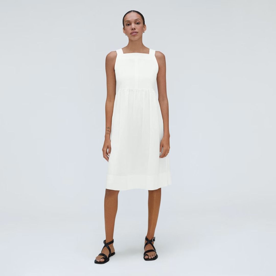 Everlane The Seersucker Midi Dress in White, Women's Fashion, Dresses &  Sets, Dresses on Carousell
