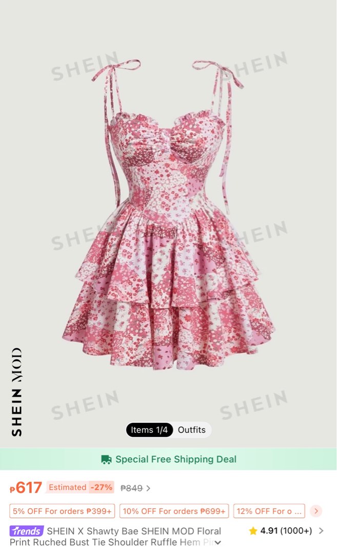 Floral Print Self Tie Cami Dress Women s Fashion Dresses Sets Dresses on Carousell