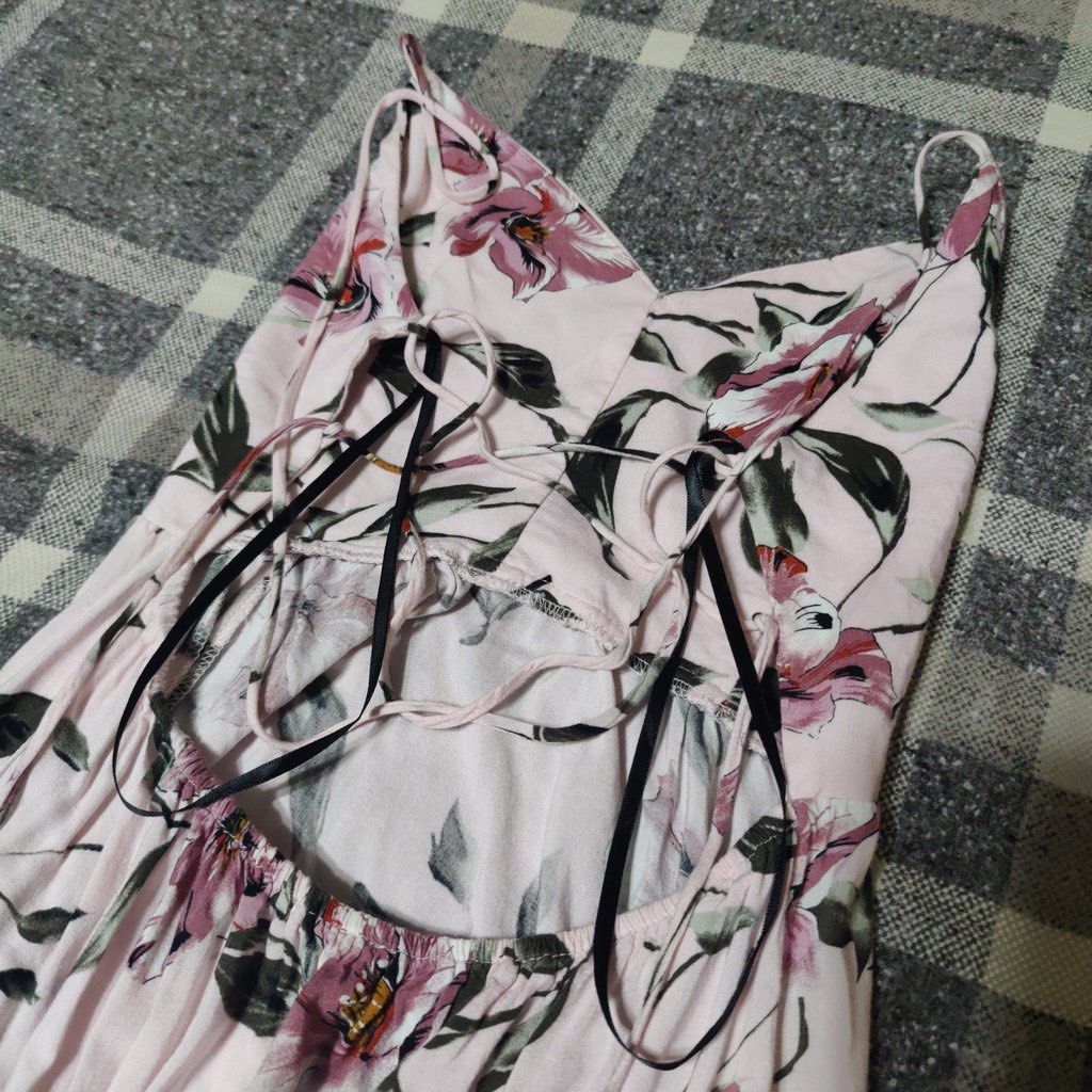 Forever 21 Floral Maxi Slit Tie Back Dress Wedding Guest Dress