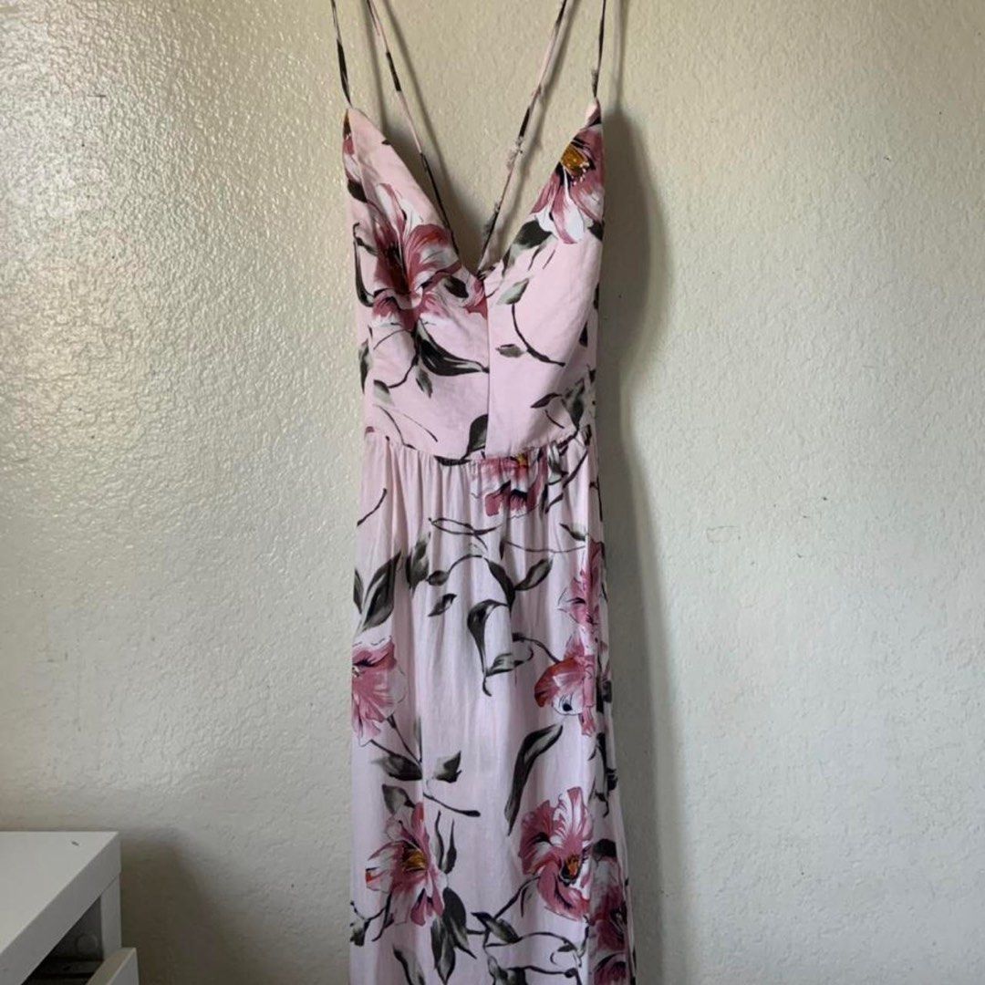 Forever 21 Floral Maxi Slit Tie Back Dress Wedding Guest Dress