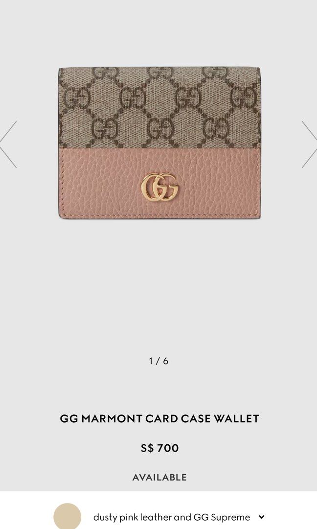 GUCCI GG MARMONT CARD CASE WALLET DUSTY PINK Luxury Bags Wallets on Carousell