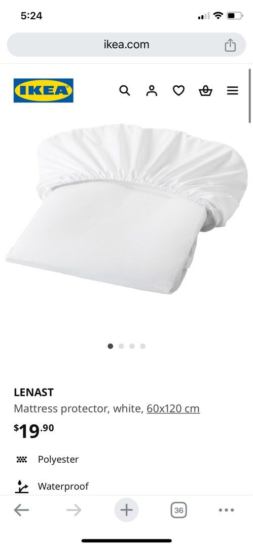 IKEA Baby mattress protector LENAST Babies Kids Baby Nursery Kids Furniture Bed Guards on Carousell
