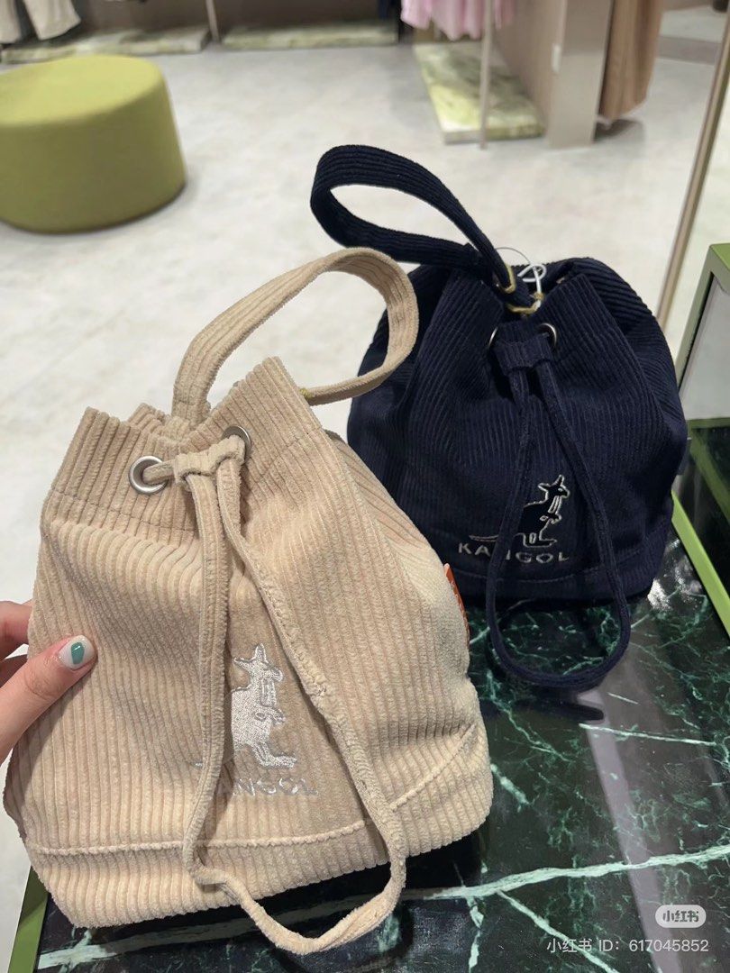 Kangol Cord V Bucket Bag Beige