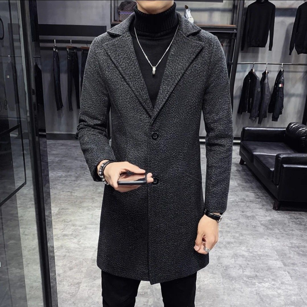 Men Trench Coats Long Jackets Men Slim Fit Casual Wool Blends Business Casual Trench Thicker Warm Long Coats Men s Fashion Coats Jackets and Outerwear on Carousell