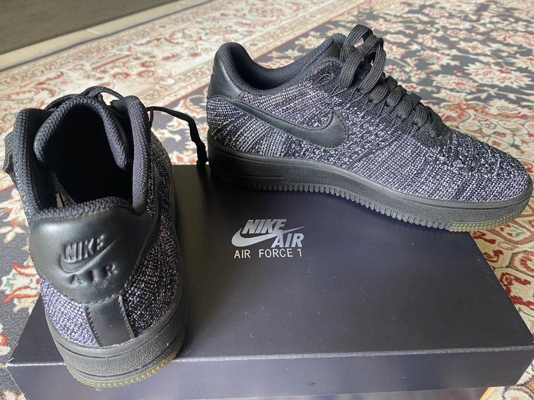 Nike w air force 1 flyknit low black/ black-white shop