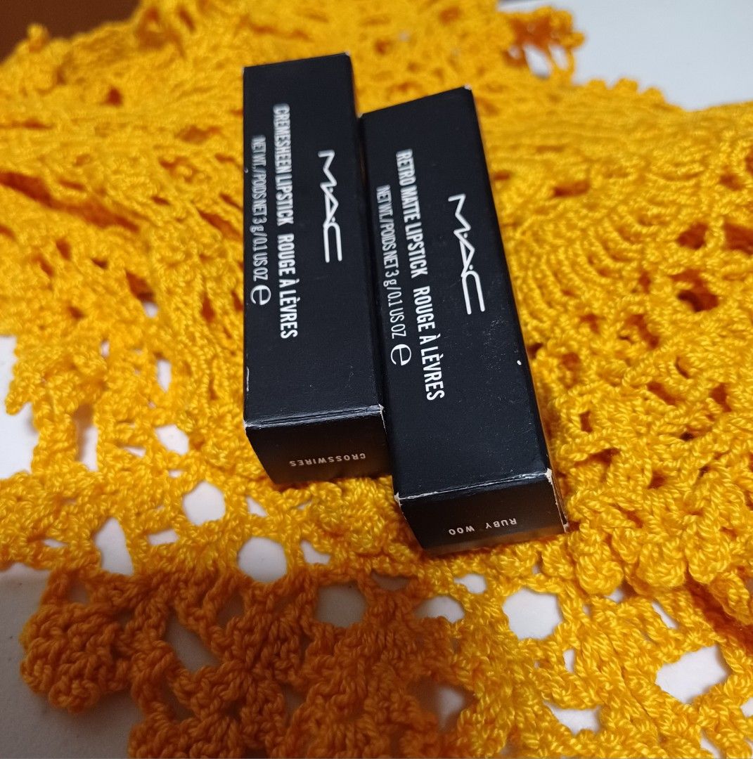 Original MAC Lipsticks Bundled ( Retro Matte+ Cremesheen) (Category: Makeup) located in Davao. Submitted by carriedeps (Listing ID 1315637613, Image 3). Description: Hey ladies! The price is per Lipstick. Bought these lippies where MAC originated - Canada. 🍁 Check this TRUE ICON for lipstick brands- MAC. Its equally popular and iconic flattering shade, RUBY WOO is here. Get it for super velvety-matte finish. It is super-pigmented and long-lastin