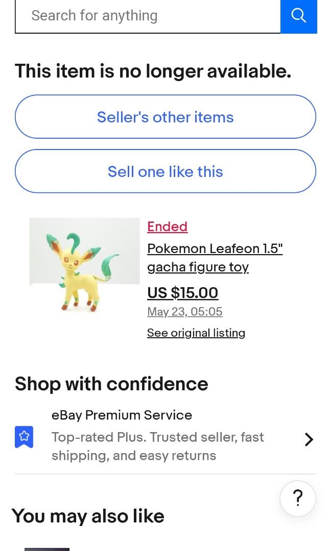 Pokemon Leafeon 1.5" Nintendo Figure (Category: Figurines & Statues) located in Taguig. Submitted by edellede (Listing ID 1315574482, Image 3). Description: Selling my Vintage Nintendo Pokemon Leafeon (1.5") it was sold for 875 on eBay with a lot of flaws, but mine only has minimal flaw and I'm selling it for only 300 RFS: Decluttering preferably meet up but can also ship, no COD... Thank you for checking out my Ad ☺️ Have a nice day 🫰.