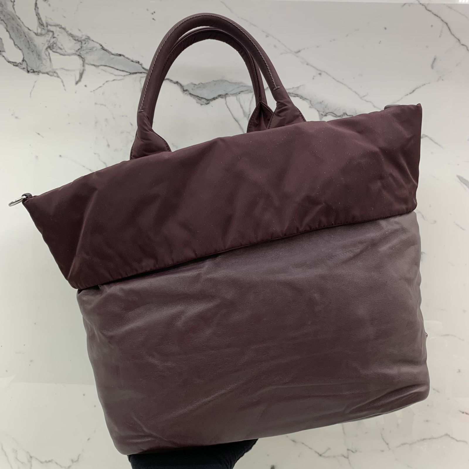 PRADA B4521V BURGUNDY NYLON REVERSIBLE 2WAY TOTE BAG 247033381 B Luxury Bags Wallets on Carousell
