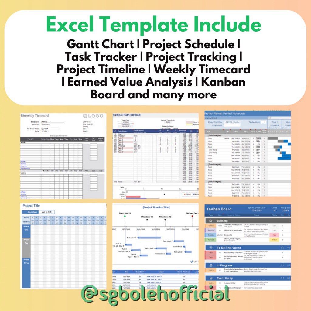 Project Management Excel Template : Gantt Chart | Kanban Board ...
