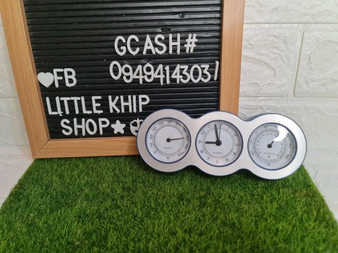 Quartz barometer , alarm clock and thermometer table (Category: Clocks) located in Bacoor. Submitted by LittleKhipShop (Listing ID 1315693750, Image 1). Description: 💕Quartz barometer , alarm clock and thermometer table 🏷 Mine at 150 ©️ quartz , working ● COMMENT ON PRICE & DESCRIPTION ONLY. ●SCREENSHOT YOUR DIBS ITEM. FOR YOUR OWN REFERENCE ●Policy : Mine now pay tomorrow..