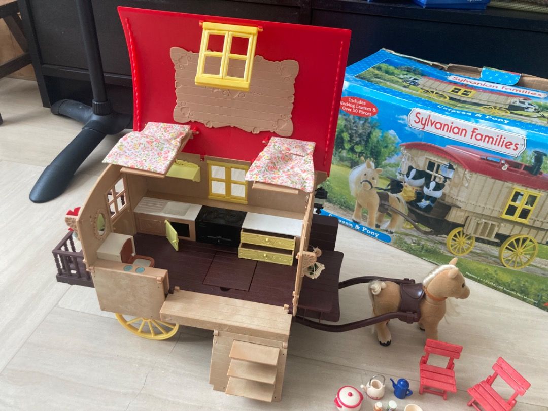 Rare vintage Sylvanian Families Caravan and Pony horse