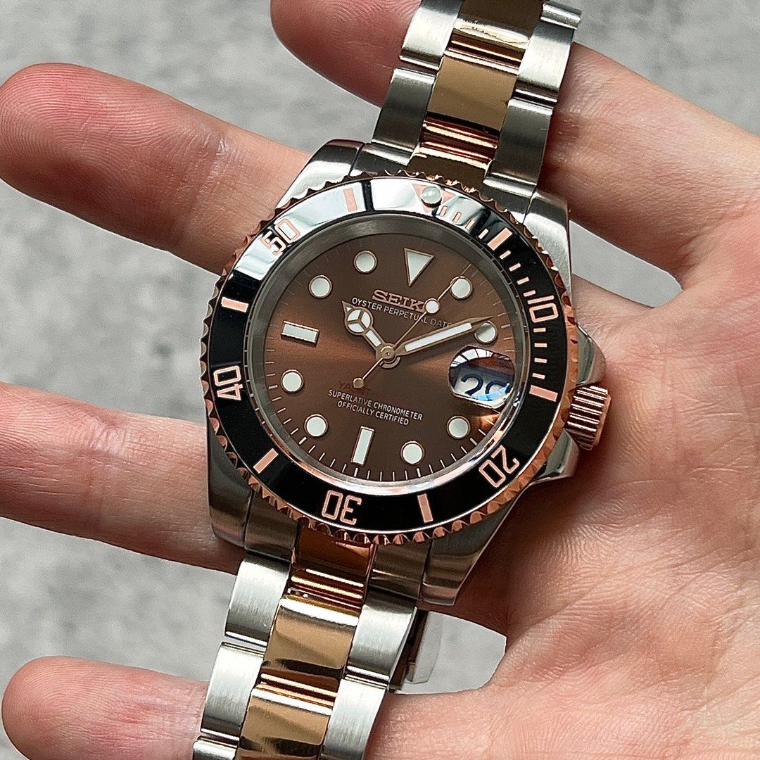 Seiko Two-Tone Rose Gold Yacht Master Mod [Custom Build], Men's