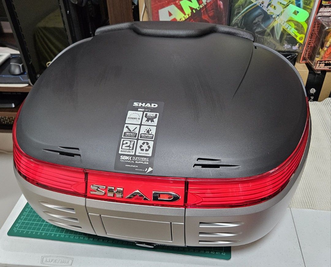 Shad SH50 Motorcycle Top Box (Category: Other Motorcycles Parts and Accessories) located in Quezon City. Submitted by simatar1 (Listing ID 1315591732, Image 1). Description: For sale: Brandnew, unused Original and authentic Shad SH5O Top Box (50 liters) P15k Complete, includes: 2 keys Mount screws Mounting plate User guide Features: -Capacity for 2 Full Face helmets. -Backrest included! ($53 Value). -Maximum Load: 17.6 lb. -Color Changing System.