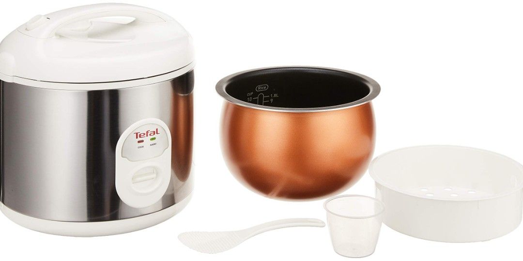 Tefal Mecha Spherical pot rice cooker (Category: Cookers) located in Rizal. Submitted by zaldybanan (Listing ID 1315604512, Image 2). Description: 10 cups 1.8L spherical pot 2mm. ceramic coating. pot, steamer basket, 500watts.