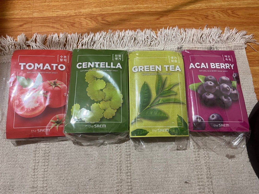 The Saem sheet masks (Category: Face Care) located in Marikina City. Submitted by declutterisse (Listing ID 1315579398, Image 1). Description: 8pcs per variant, take all for ₱1500. Retails for ₱65 each in the market. Expiry in 2025. Bought directly from The Saem store in Myeongdong..